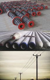 Professional Unbreakable Prestressed Concrete Poles Red / Yellow.Mainly manufacture technology is longitudinal tension