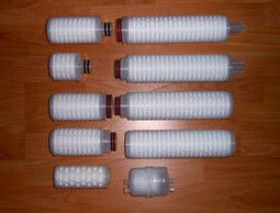 70mm / 0.65 micron Small Pleated Filter Cartridge suitable for small batch and critical liquid / gas filtration